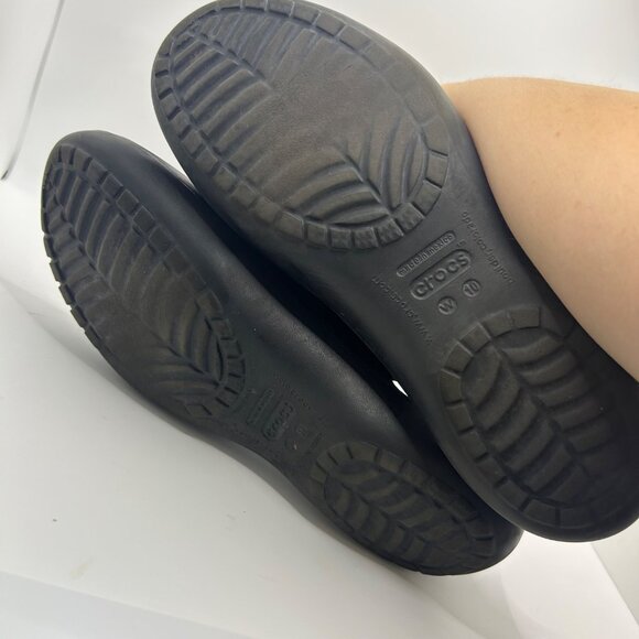 Crocs Womens Black Slip-On Flats Size 10 Lightweight Casual Shoes - Picture 6 of 7